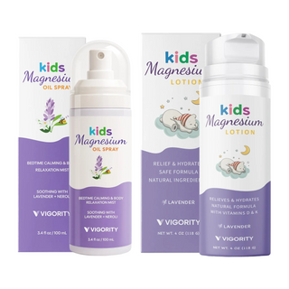 Kids Magnesium Lotion & Magnesium Sleep Spray Set - Calming Lavender Magnesium Oil Spray for Kids Bedtime + Soothing Body Lotion