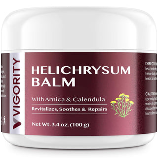 Vigority Helichrysum Balm Soothes & Repairs: Restorative Cream with Arnica & Calendula for Thin, Fragile, Bruised & Aging Skin – Moisturizes & Revitalizes Face & Body – Whipped Texture – 3.4 oz