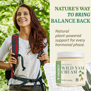Vigority Organic Wild Yam Cream - Natural Hormone Balance Support & Menopause Relief Moisturizer – Organic Plant-Based Formula, Made in the USA